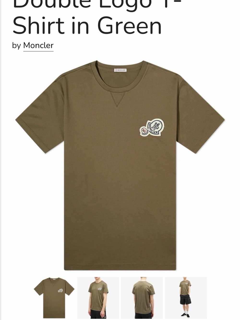 Moncler Olive Green Double Patch Logo Short Sleeve Tee